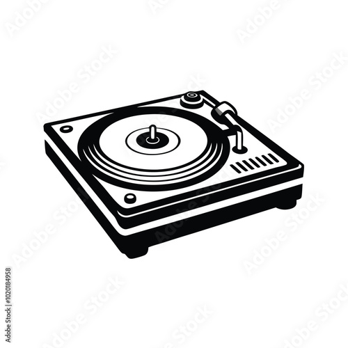 Vintage turntable record player vector silhouette