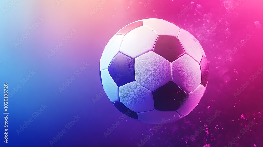 Obraz premium Energetic soccer ball flying with colorful vibrant motion effects