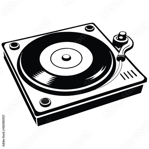 Vintage turntable record player vector silhouette