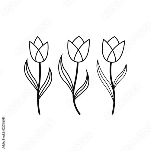 flower tulip icon vector design outline style