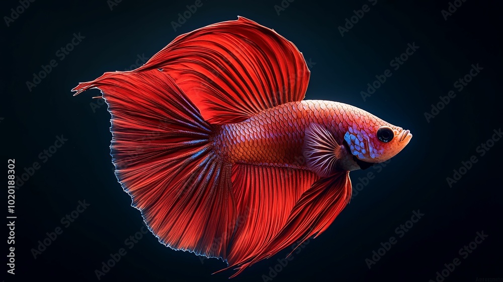 Vibrant Red Siamese Fighting Fish with Flowing Fins Vibrant Red Siamese Fighting Fish with Flowing Fins