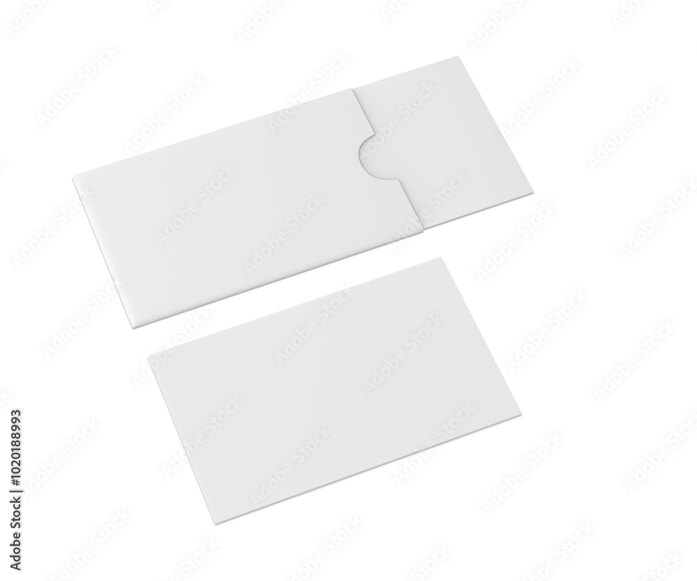 Visiting card with blank paper cover sleeve 3d render illustration. Visiting card with blank paper cover sleeve 3d render illustration.