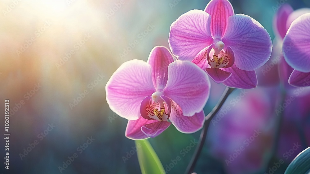 Beautiful Pink Orchid Blossoms in Soft Light Beautiful Pink Orchid Blossoms in Soft Light