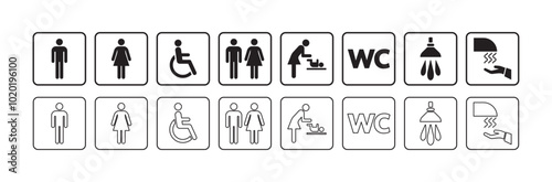 Public toilet icon set