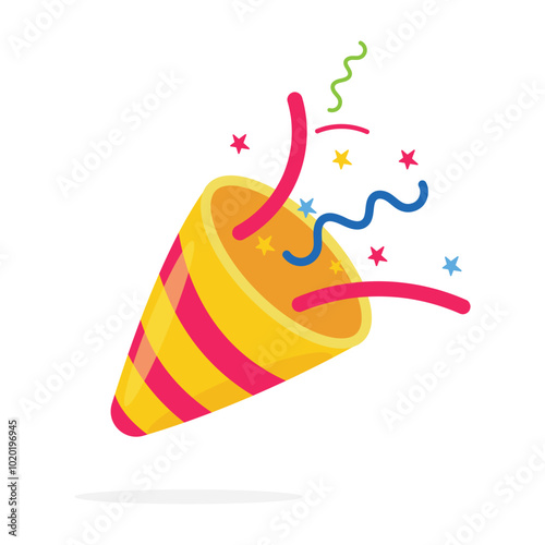 Set confetti party popper icon yellow