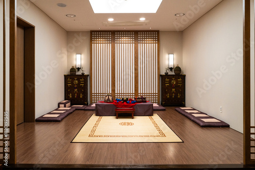 Photography View of the paebaek room in the wedding hall, a traditional Korean wedding cultu