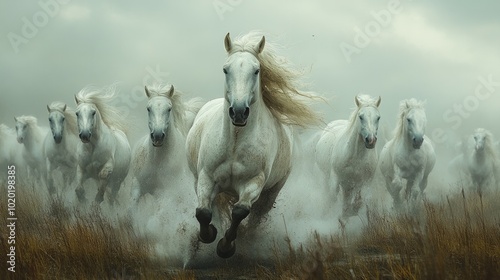 Many horses running