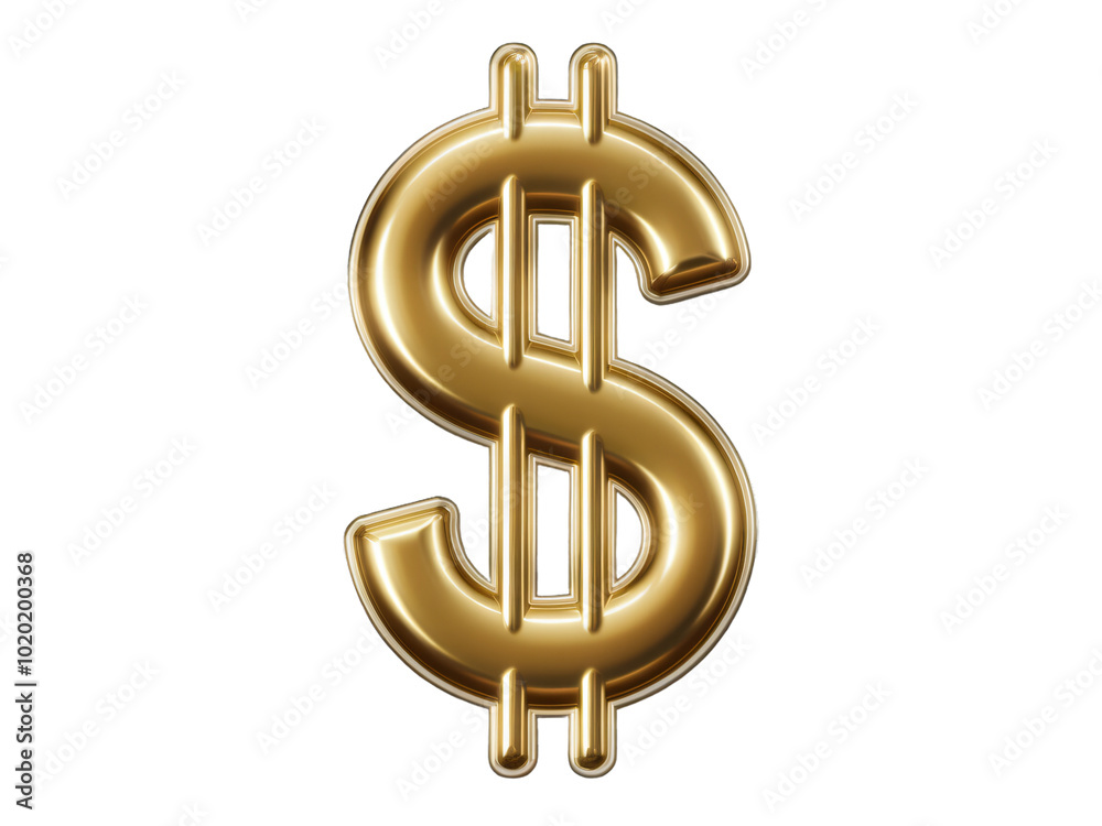 Obraz premium A 3D render of a large, golden U.S. dollar sign