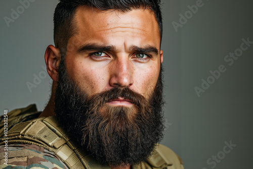 A man with a long beard wearing a military uniform photo