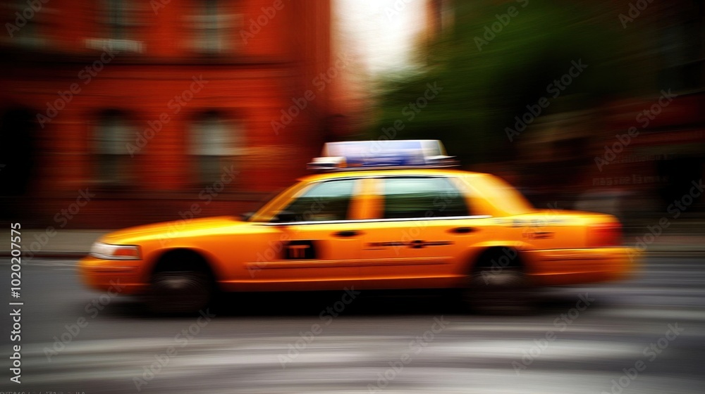 Yellow taxi cab in motion against a bustling urban street capturing the vibrant energy of city transportation Yellow taxi cab in motion against a bustling urban street capturing the vibrant energy of city transportation
