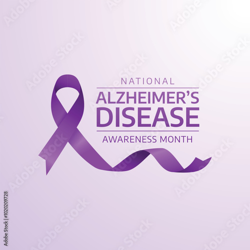 National Alzheimers Disease Awareness Month vector design template good for celebration usage. Purple ribbon. flat design. eps 10.