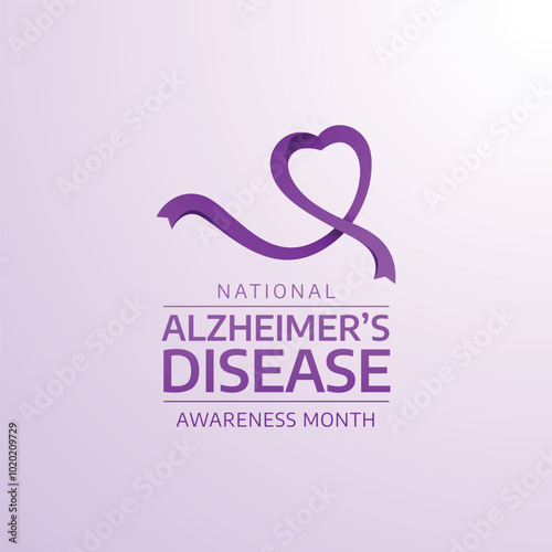 National Alzheimers Disease Awareness Month vector design template good for celebration usage. Purple ribbon. flat design. eps 10.