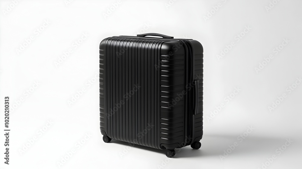 Sleek and Durable Black Hardshell Suitcase on White Background Sleek and Durable Black Hardshell Suitcase on White Background