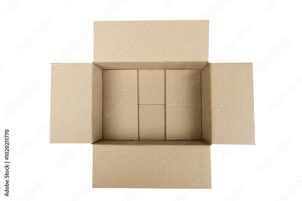 Empty open box on a white background. View from above. Empty open box on a white background. View from above.