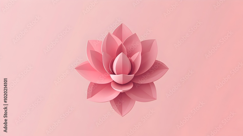 Minimalist Abstract Pink Lotus Flower Logo Design with Geometric Petals Minimalist Abstract Pink Lotus Flower Logo Design with Geometric Petals