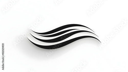 Stylish Abstract Logo with Flowing 3D Curved Lines in Black and White