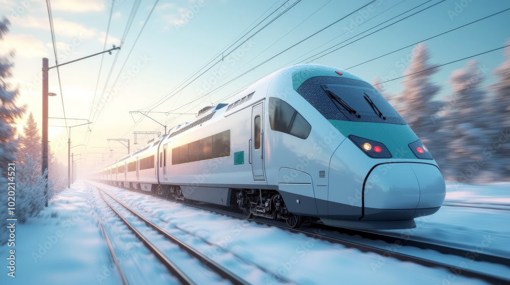 Naklejka premium white high-speed train