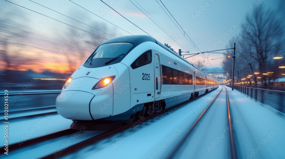 Naklejka premium white high-speed train