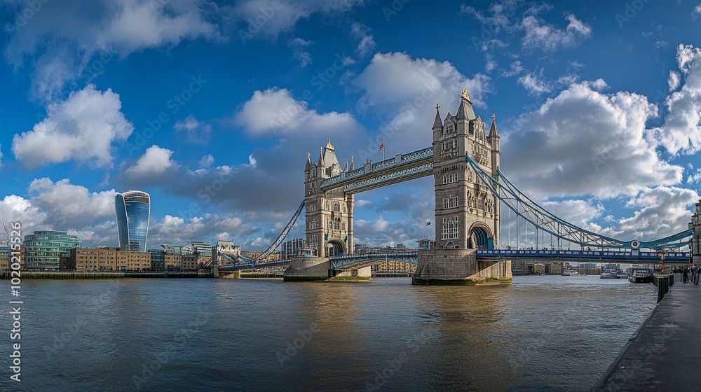 Obraz premium A panoramic view of Tower Bridge in London, England. 