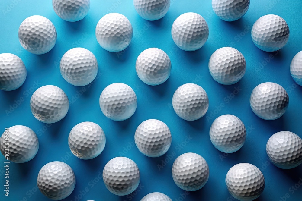 Stylish Golf Balls and Tees Flat Lay on Blue Background for Fashion Photography Stylish Golf Balls and Tees Flat Lay on Blue Background for Fashion Photography