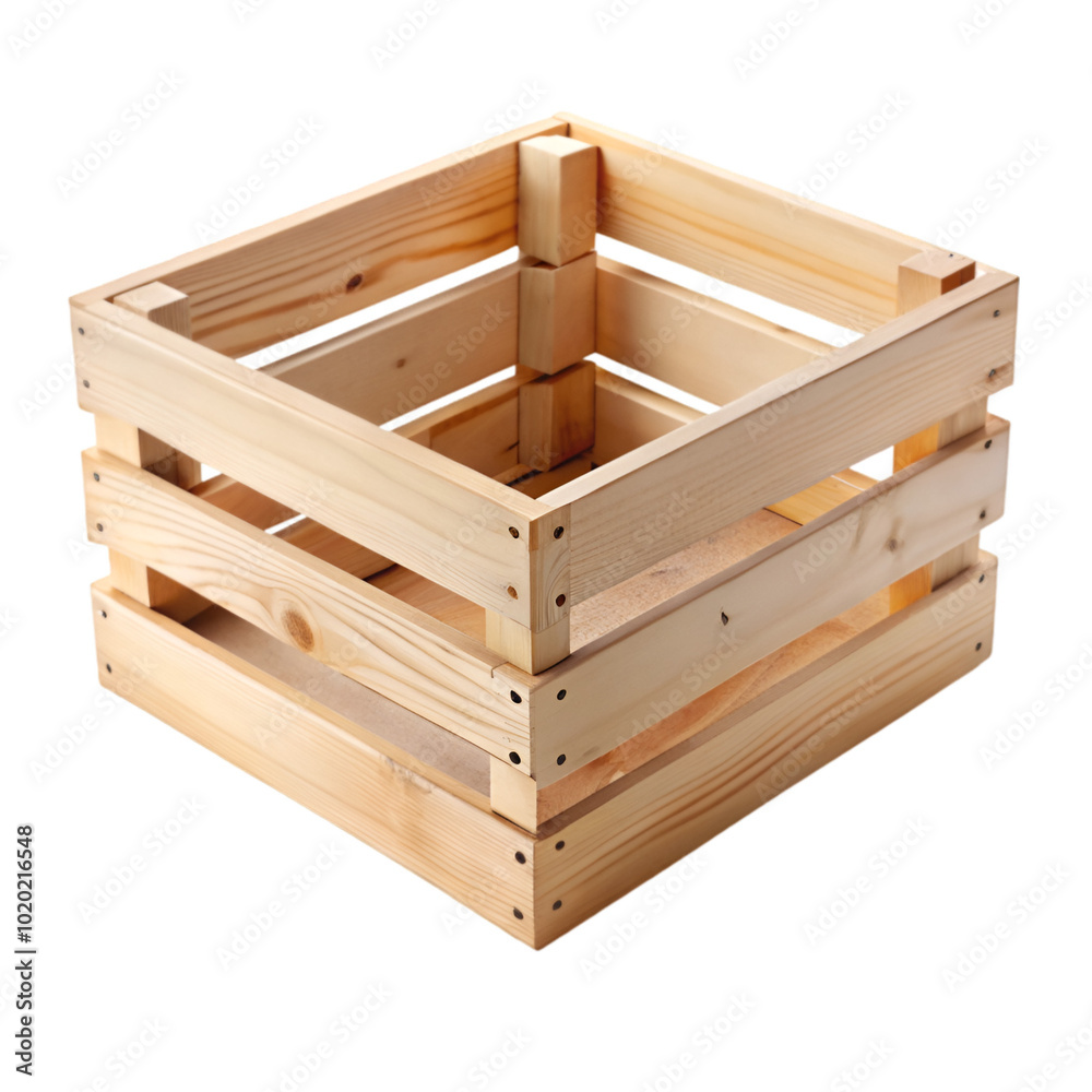 Empty wooden crate isolated on transparent background Empty wooden crate isolated on transparent background