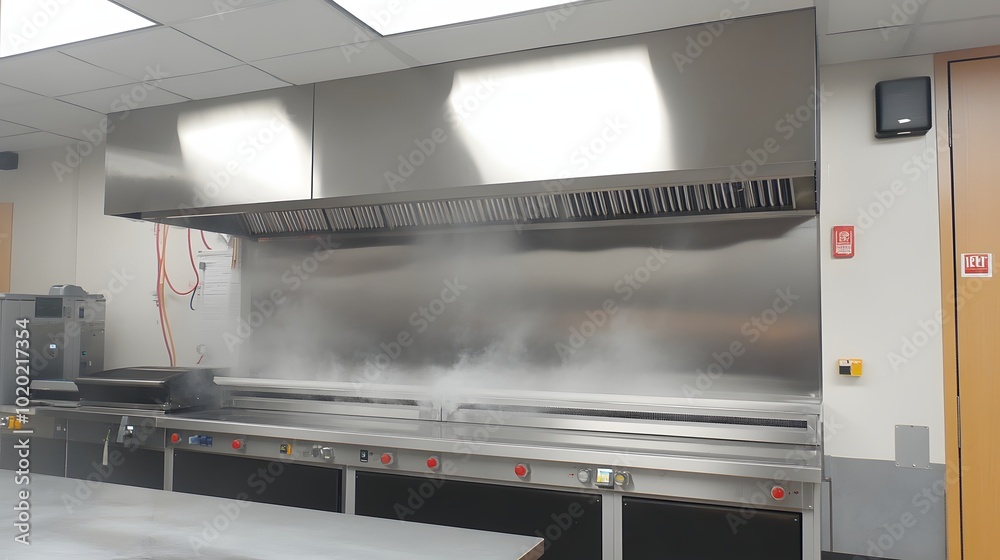 78. A fume hood installation being tested for efficiency 78. A fume hood installation being tested for efficiency