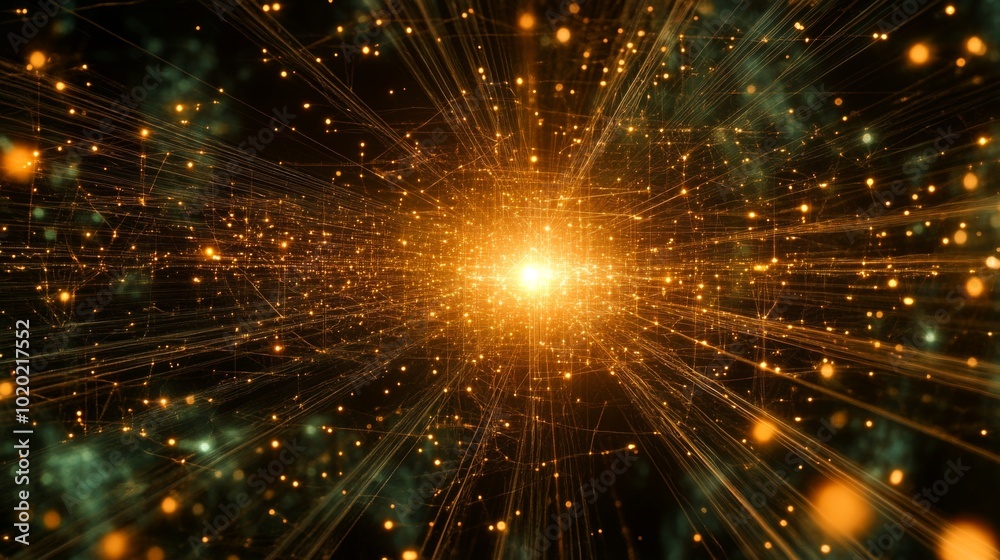 Abstract digital network with glowing lines and particles