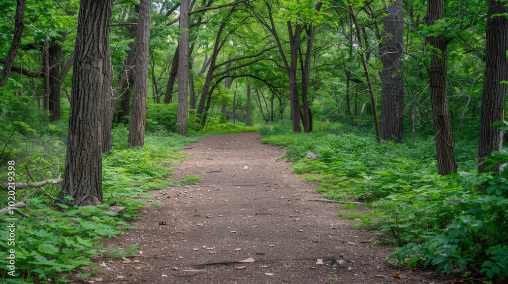 Fototapeta premium Forest Path Winding Through Lush Greenery