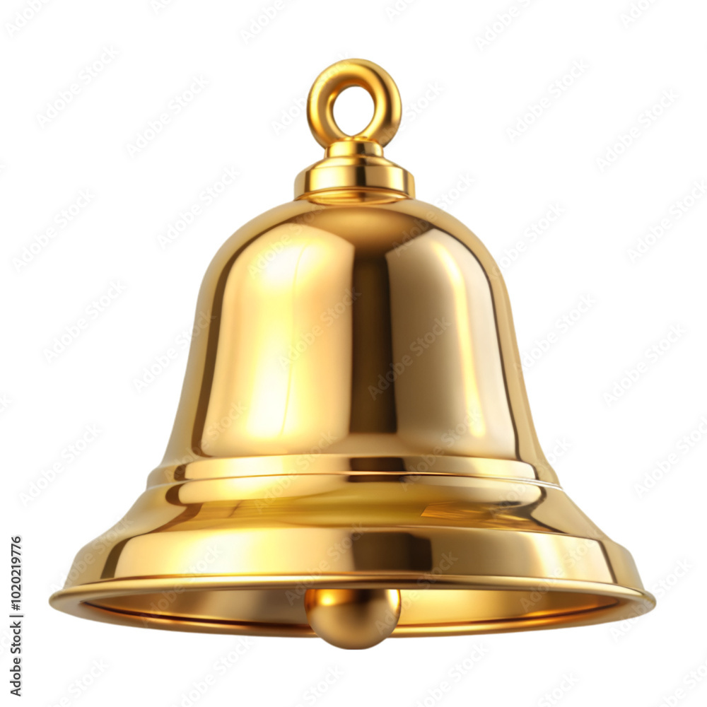 Golden bell isolated on transparent background