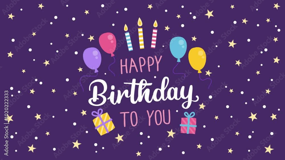 Motion graphic of birthday lettering with balloons Motion graphic of birthday lettering with balloons