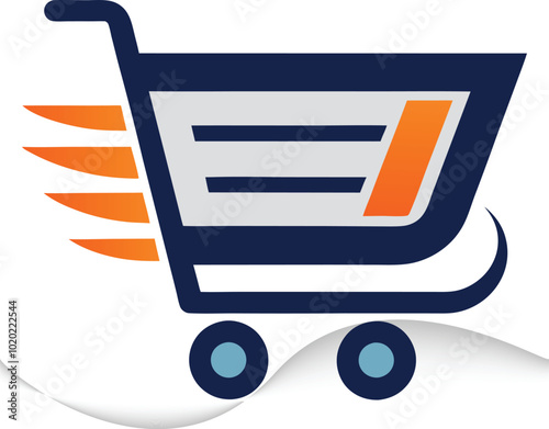 Modern shopping trolley icon logo vector art