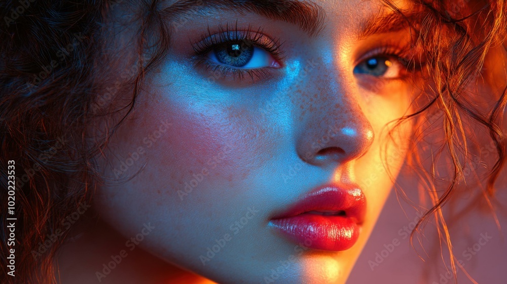 Close Up Portrait of Woman with Blue Eyes and Glowing Skin Close Up Portrait of Woman with Blue Eyes and Glowing Skin