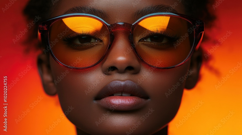 Close Up Portrait of a Woman Wearing Sunglasses