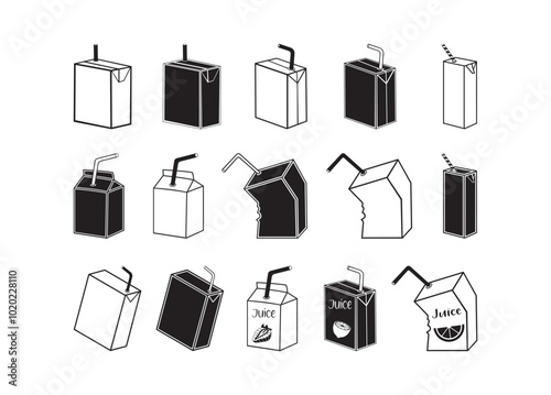 Juice Box vector bundle, Juice Box clipart, Juice Box silhouette.	