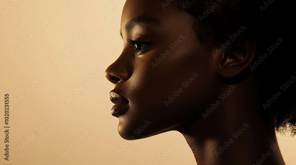 Elegant Profile of a Woman in Soft Lighting Elegant Profile of a Woman in Soft Lighting