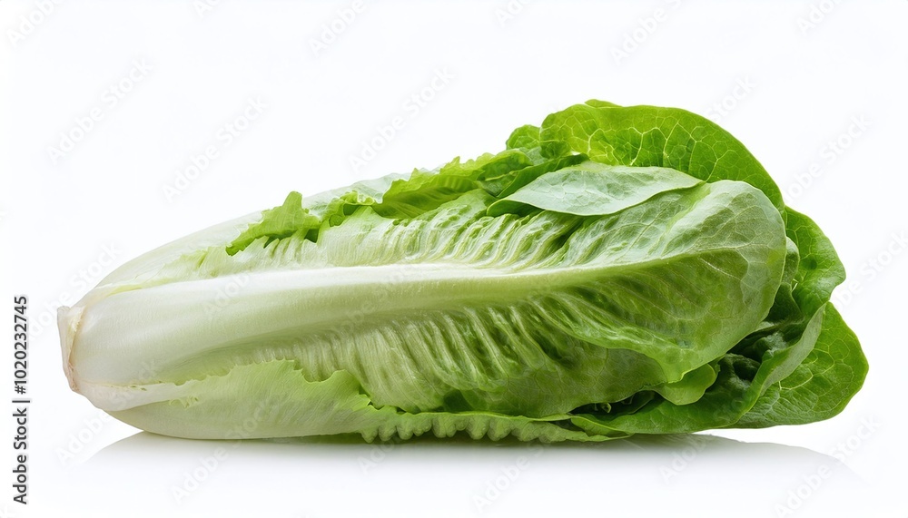 Fresh Romaine Lettuce with Crisp Green Leaves Isolated on White Background Fresh Romaine Lettuce with Crisp Green Leaves Isolated on White Background