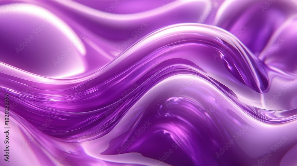 Abstract Purple Fluid Art: Smooth Lines and Shiny Surface
