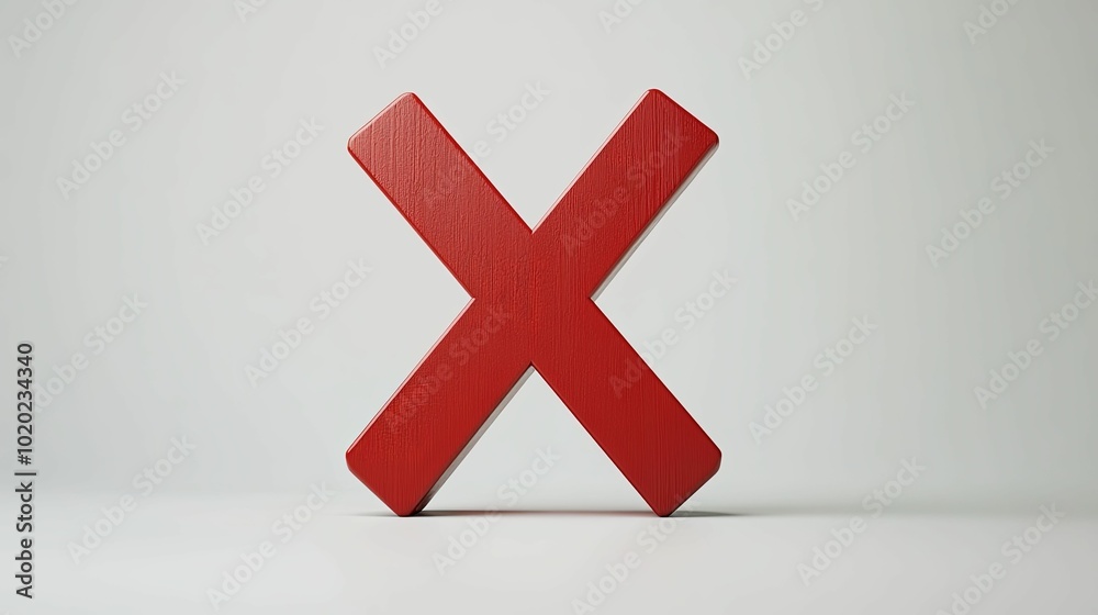 Obraz premium Red Wooden X Symbol on White Background
