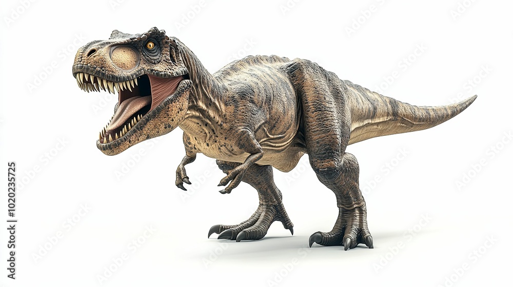Obraz premium A Tyrannosaurus Rex Dinosaur Roaring with Open Mouth and Sharp Teeth