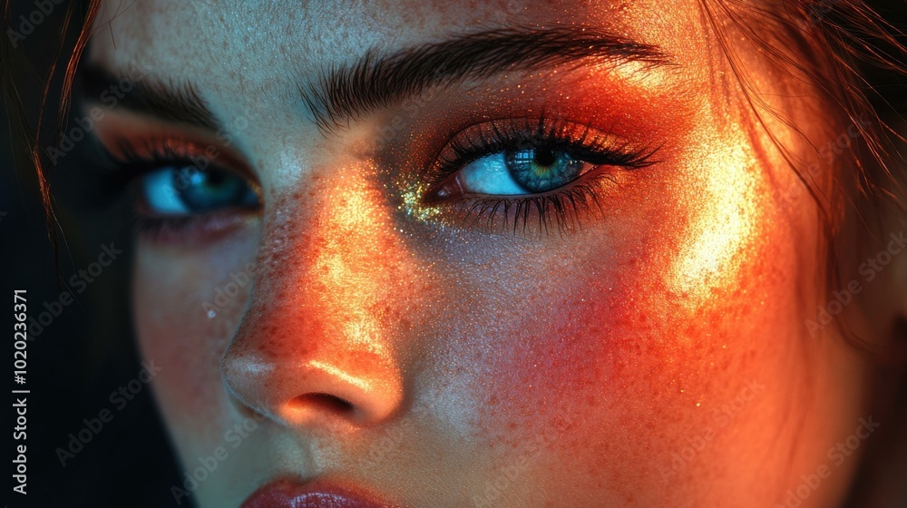 Close-up Portrait of a Woman with Glowing Skin and Makeup Close-up Portrait of a Woman with Glowing Skin and Makeup