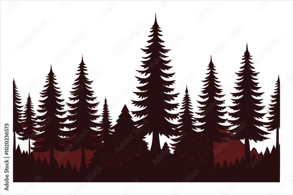 Fototapeta premium Seamless Pattern of Black Fir Tree Forest 