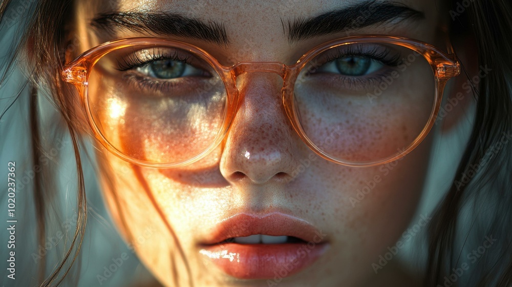 Close Up Portrait of a Woman Wearing Glasses