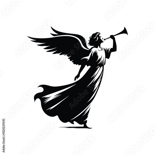 Flying Angel with Trumpet Symbolizing Epiphany Events and Christian Festivities