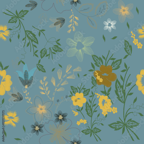 Wallpaper Mural flower patterns in nature continuous pattern colorful trend crispy flower designs Torontodigital.ca