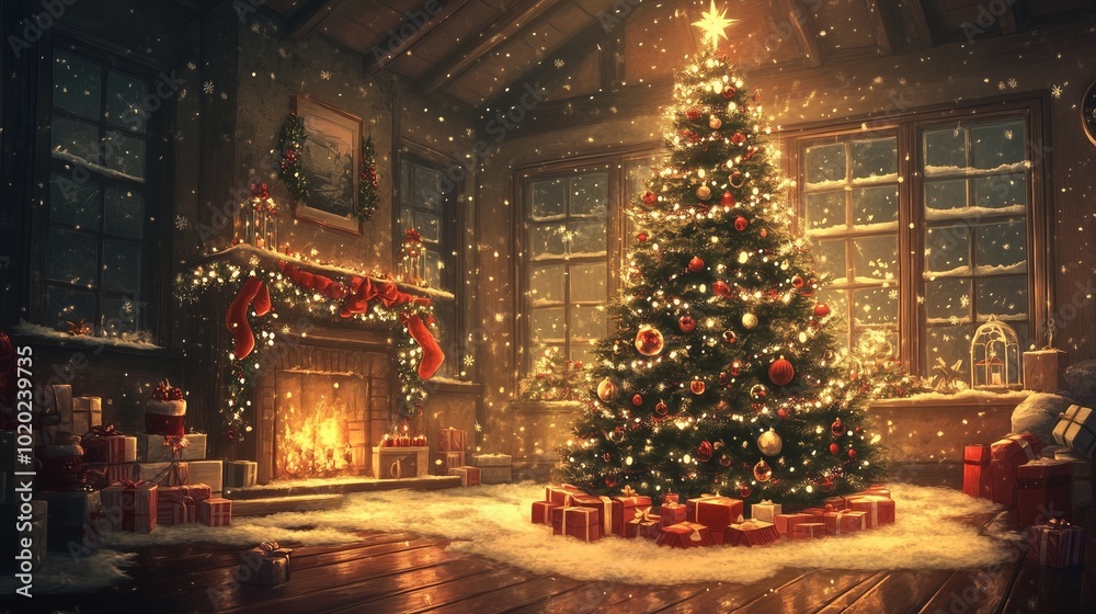 Romantic Scene Featuring a Christmas Tree Surrounded by Kaninecor Miniatures Romantic Scene Featuring a Christmas Tree Surrounded by Kaninecor Miniatures