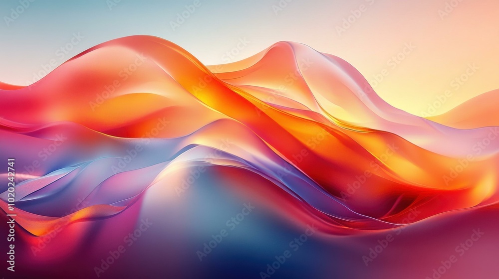 Abstract Digital Art: Glowing Waves of Color Abstract Digital Art: Glowing Waves of Color