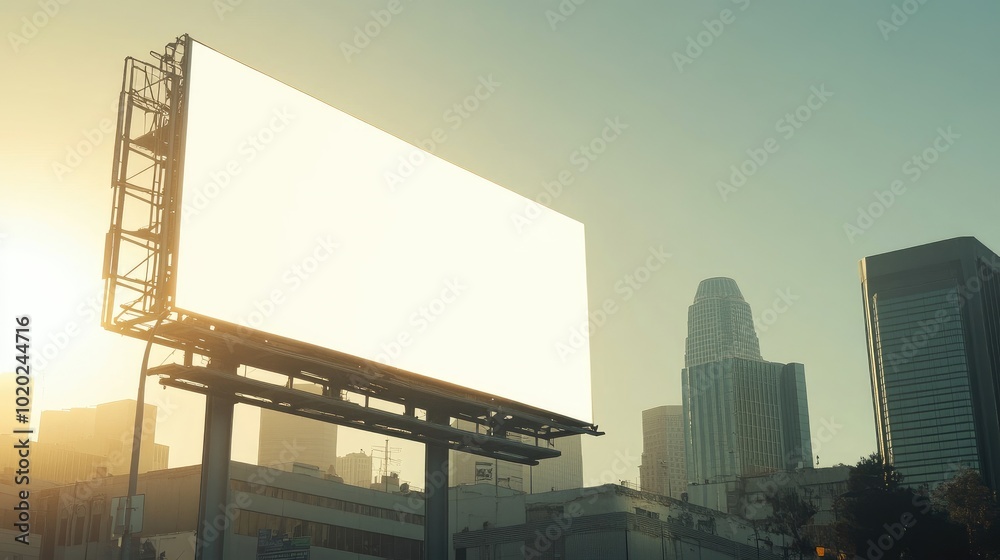 Sleek, modern billboard architecture with a white screen, offering wide-open copy space in an urban environment. Sleek, modern billboard architecture with a white screen, offering wide-open copy space in an urban environment.