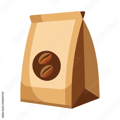 Fresh coffee in a paper bag vector illustration isolated on a white background