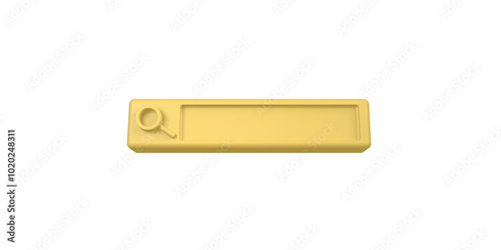 3D rendering, Close up yellow empty minimal search bar icon and symbol mock up, front view shot, isolated on white background. 3D rendering, Close up yellow empty minimal search bar icon and symbol mock up, front view shot, isolated on white background.