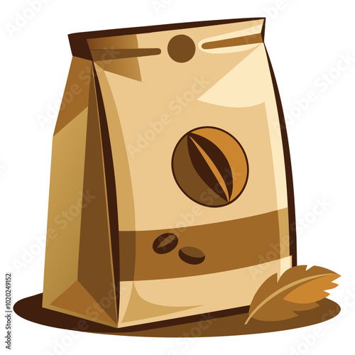 Fresh coffee in a paper bag vector illustration isolated on a white background